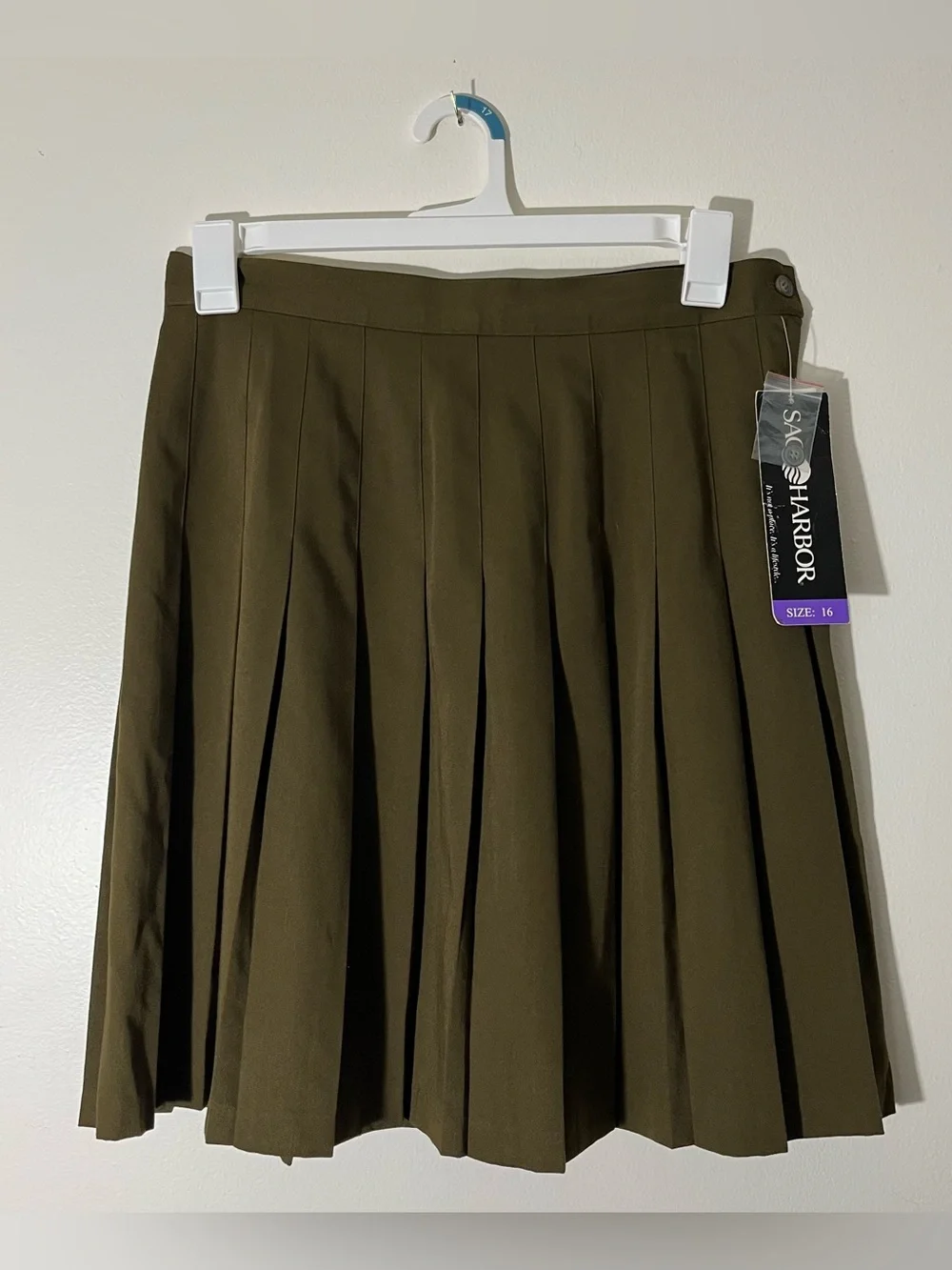 Vintage Sag Harbor Pleated Olive Green Dark Academia Skirt Size 10 (estimated)